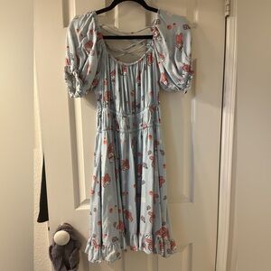 sanrio my melody women’s short sleeve puff babydoll dress with lace up backing